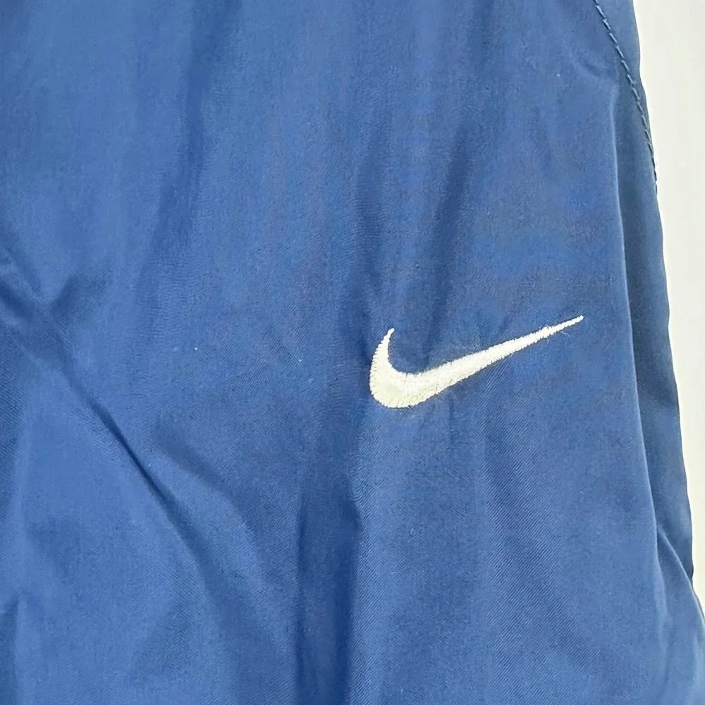 Vtg 90s Nike Kids Blue Nylon Track‎ Pants with Red White Stripe Accent XL READ